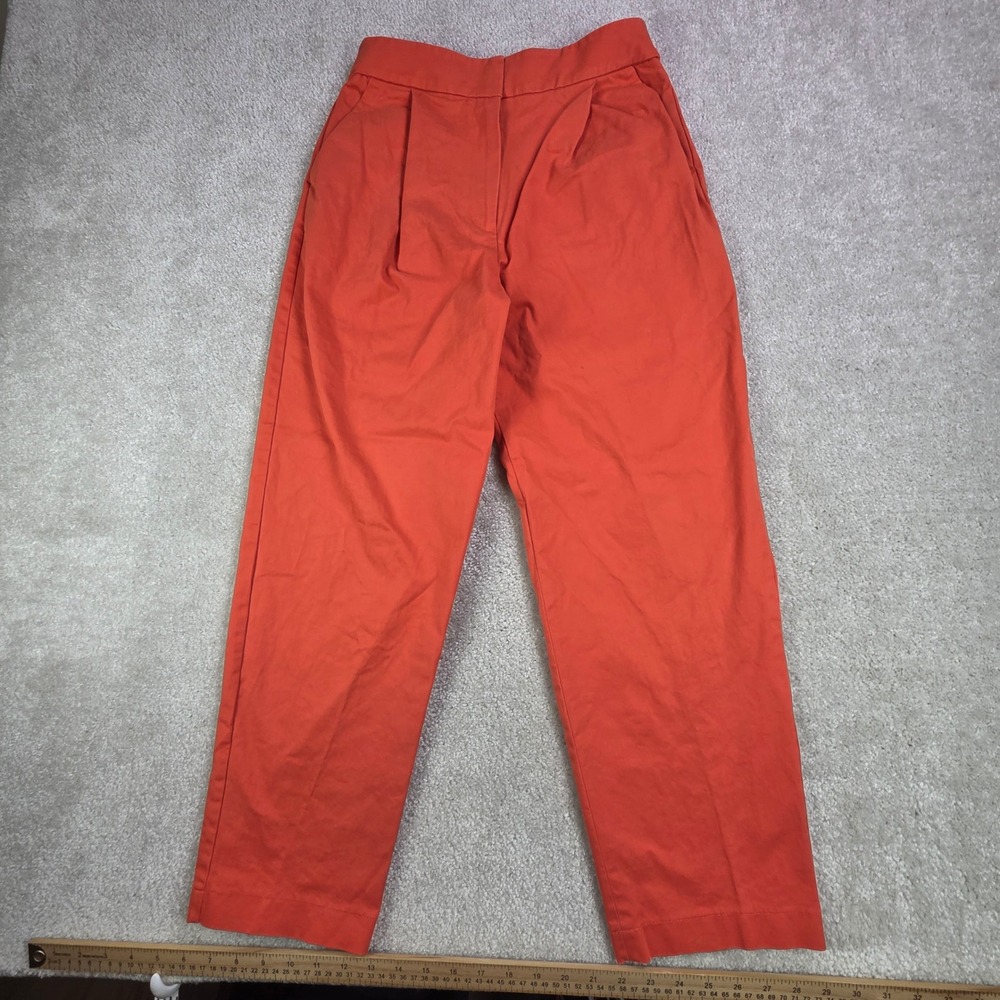 ANTHROPOLOGIE EXQUISE High Waist Wide‎ Leg Pleated Chino Women Small Orange